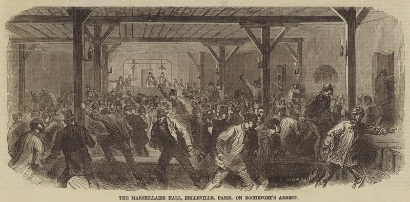 Marseillaise Hall, Belleville, Pariisi, Rochefortsin pidätyksessä tekijältä Burn Smeeton