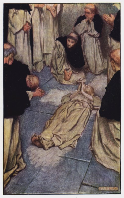 Kuvitus Charles Readen luostarille ja tulisijalle (värilitho) tekijältä Byam (after) Shaw