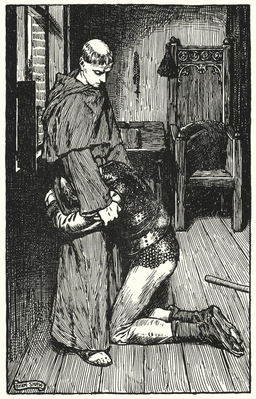 Kuvitus Charles Readen luostarille ja tulisijalle (litho) tekijältä Byam (after) Shaw