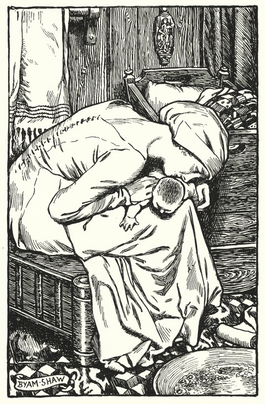 Kuvitus Charles Readen luostarille ja tulisijalle (litho) tekijältä Byam (after) Shaw