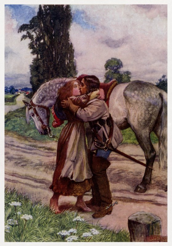 "Oi pysy, oi pysy, sinä hyvä nuori" (väri litho) tekijältä Byam (after) Shaw