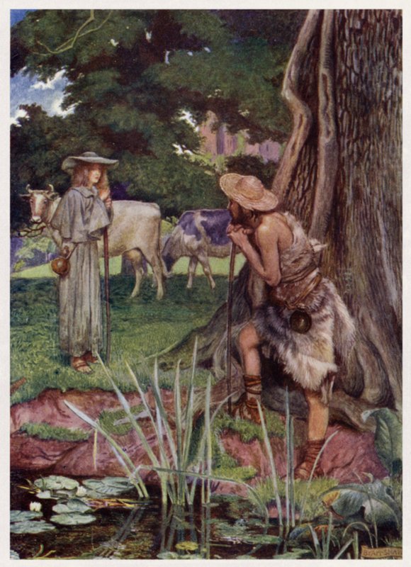 "Walsinghamin kaupunkiin / tie on vaikea poissa" (väri litho) tekijältä Byam (after) Shaw