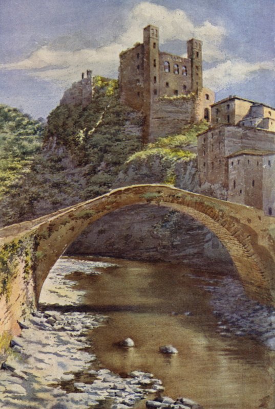 Castel Doria, Dolceacqua (väri litho) tekijältä C.T.G. Formili