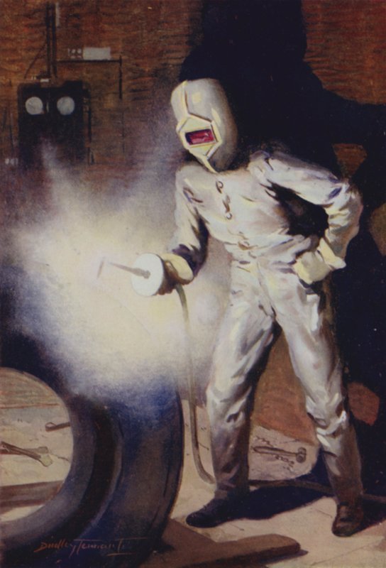 Valokaarihitsaus (väri litho) tekijältä C. Dudley (after) Tennant