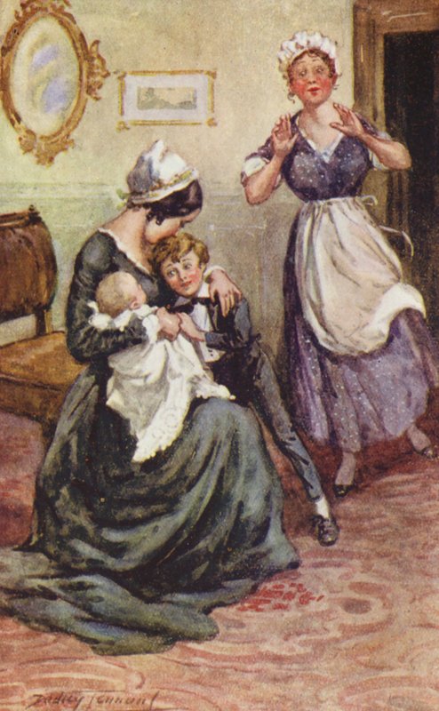 Charles Dickensin David Copperfield -teoksen kuvitus (värilitografia). tekijältä C. Dudley (after) Tennant