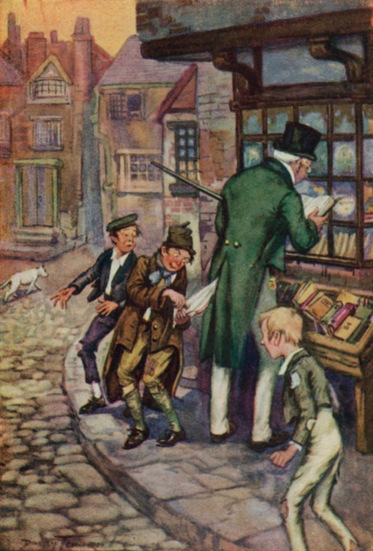 Kuvitus Oliver Twistille, Charles Dickens (värilitho) tekijältä C. Dudley (after) Tennant