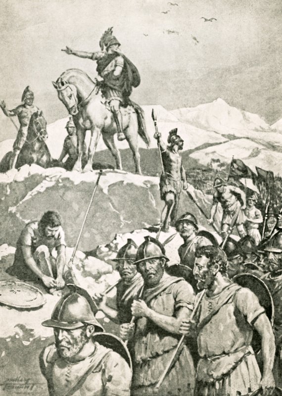 Mahtavan Aleksanterin (litho) pyyhkäisy eteenpäin tekijältä C. Dudley Tennant