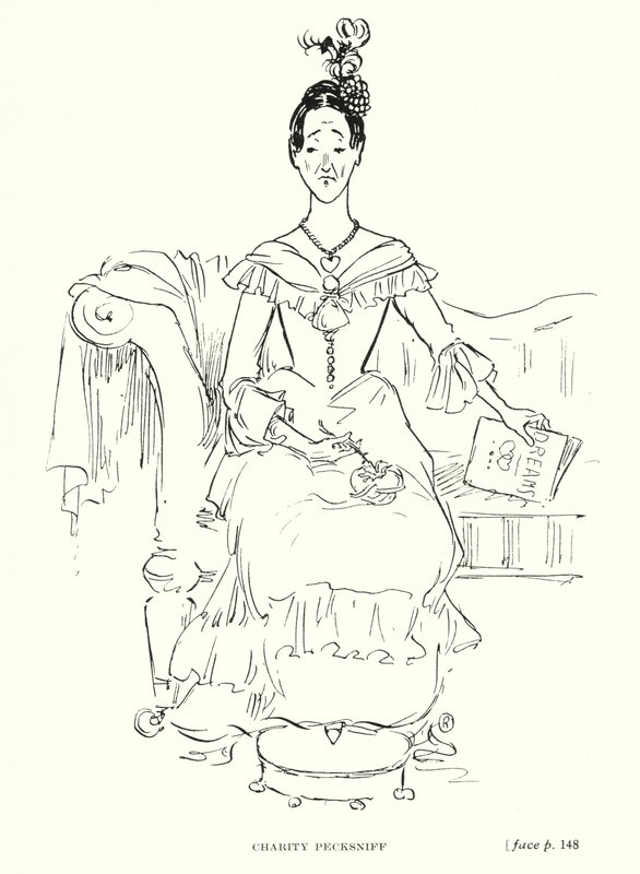 Dickens-hahmo: Charity Pecksniff (litho) tekijältä Captain Edward Henry Handley Read