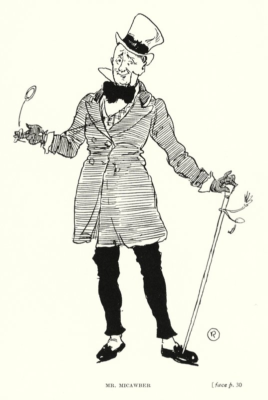 Dickensin hahmo: Mr Micawber (litho) tekijältä Captain Edward Henry Handley Read