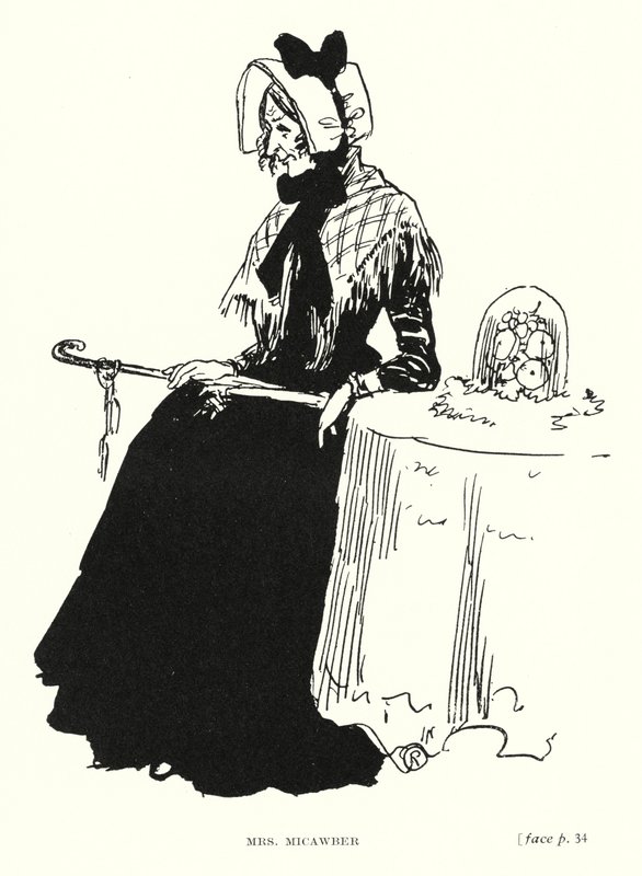 Dickensin hahmo: Mrs Micawber (litho) tekijältä Captain Edward Henry Handley Read