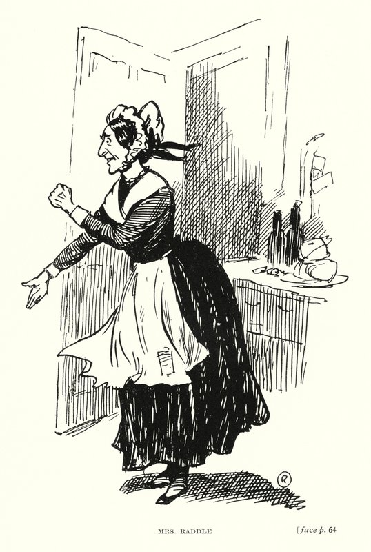Dickensin hahmo: Mrs Raddle (litho) tekijältä Captain Edward Henry Handley Read