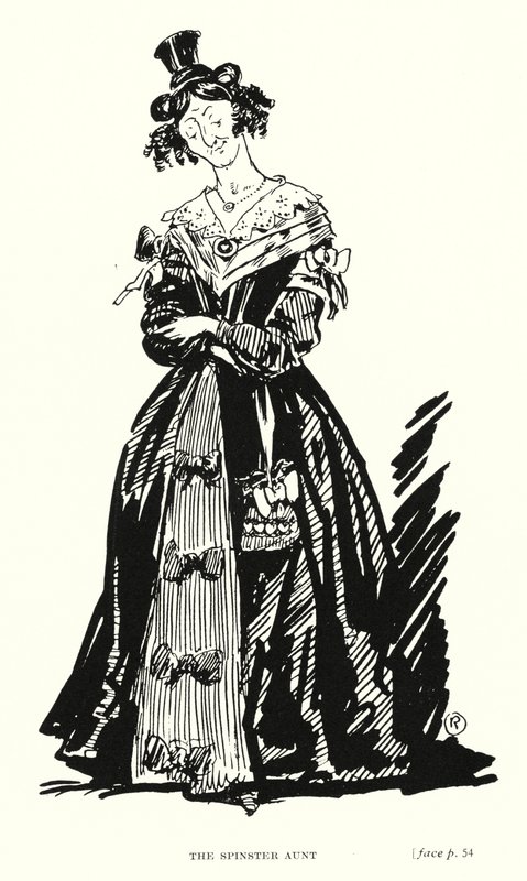 Dickens-hahmo: Spinster-täti (litho) tekijältä Captain Edward Henry Handley Read