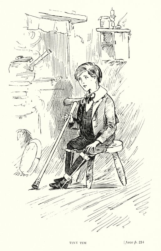 Dickens-hahmo: Tiny Tim (litho) tekijältä Captain Edward Henry Handley Read