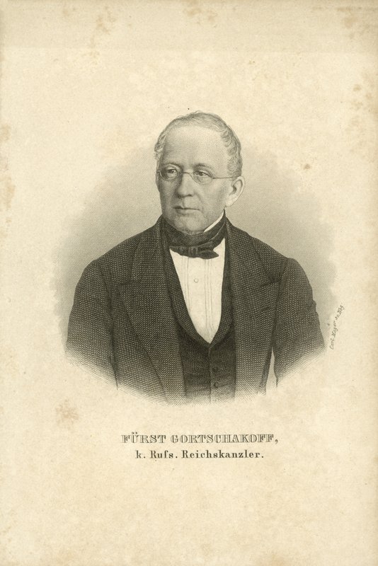 Prinssi Aleksandr Gortšakov, Venäjän valtiomies (litho) tekijältä Carl (after) Mayer