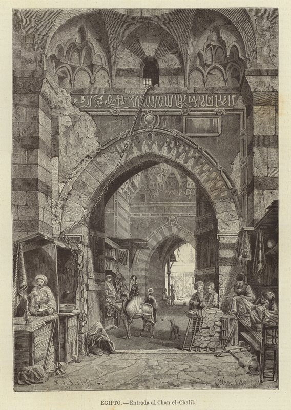 Egypti - Sisäänkäynti Khan el-Khaliliin tekijältä Carl Friedrich Heinrich Werner