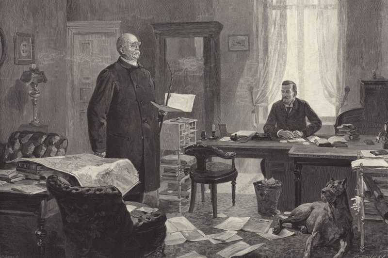 Bismarck sanelee muistelmiaan (kaiverrus) tekijältä Carl Ludwig Friedrich Becker