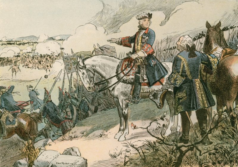 Frederick Suuri (1712-1786) Hohenfriedbergin taistelussa vuonna 1745 tekijältä Carl Rohling