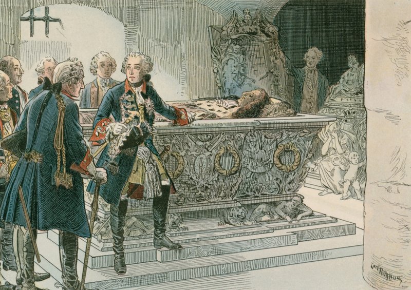 Frederick Suuri (1712-1786) Suuren valitsijamiehen arkussa tekijältä Carl Rohling