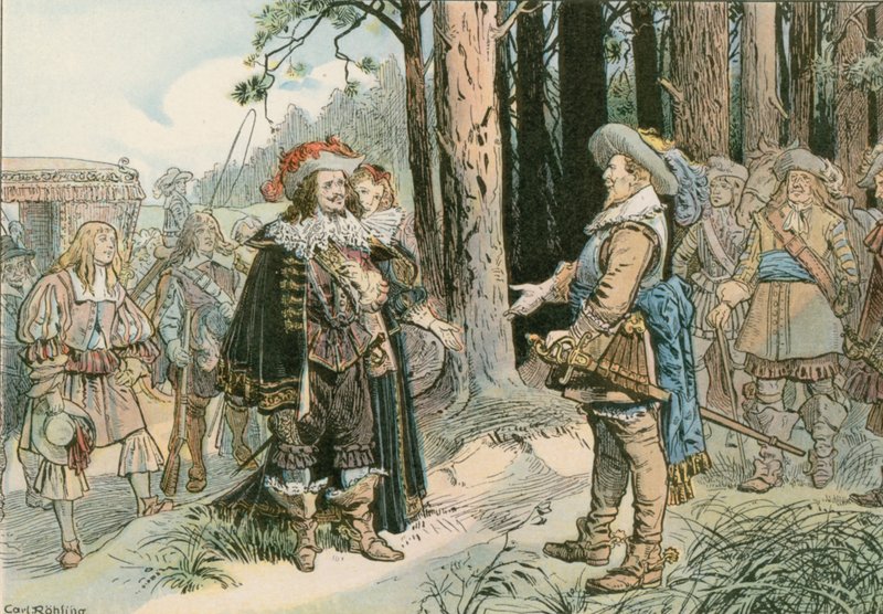 Yrjö Vilhelm tapaa Ruotsin Kustaa Aadolfin Kopenickissä vuonna 1631. tekijältä Carl Rohling