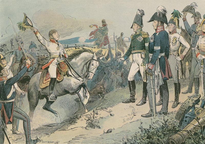 Kolme liittoutunutta hallitsijaa Leipzigin taistelussa vuonna 1813. tekijältä Carl Rohling