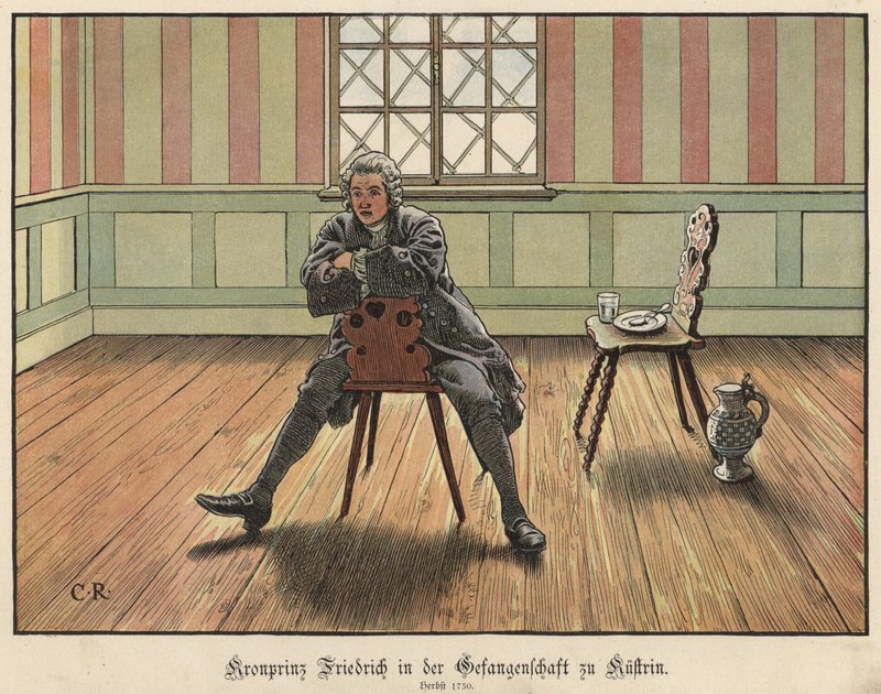 Preussin kruununprinssi Frederick vangittiin Kustrinissa, 1730 tekijältä Carl Röchling