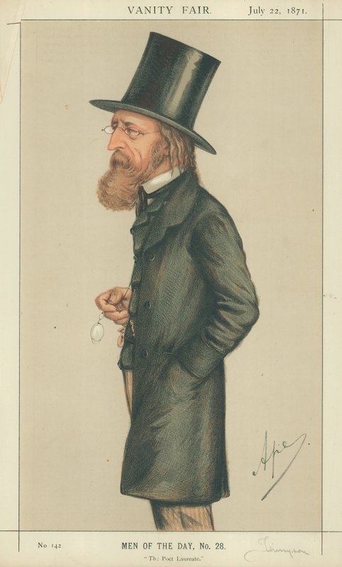 Alfred Tennyson, The Poet Laureate, 22. heinäkuuta 1871, Vanity Fair -sarjakuva tekijältä Carlo Pellegrini