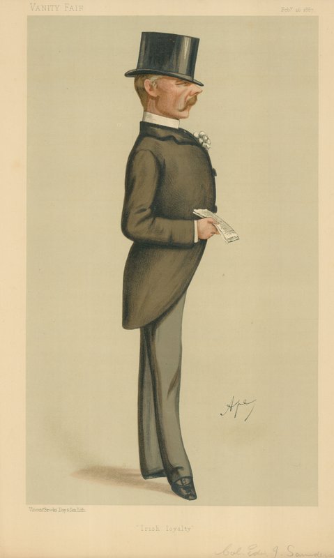 Eversti Edward J Saunderson, Irish Loyalty, 26. helmikuuta 1887, Vanity Fair -sarjakuva tekijältä Carlo Pellegrini