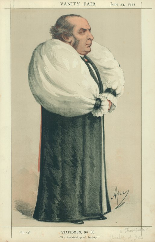 Tri Thomson, Yorkin arkkipiispa, yhteiskunnan arkkipiispa, 24. kesäkuuta 1871, Vanity Fair -sarjakuva tekijältä Carlo Pellegrini