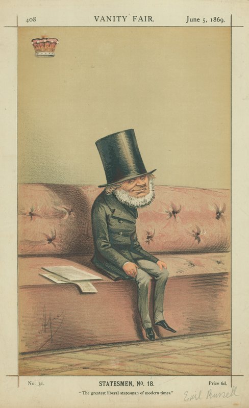 Earl of Russell, Nykyajan suurimmat liberaalit valtiomiehet, 5. kesäkuuta 1869, Vanity Fair -sarjakuva tekijältä Carlo Pellegrini