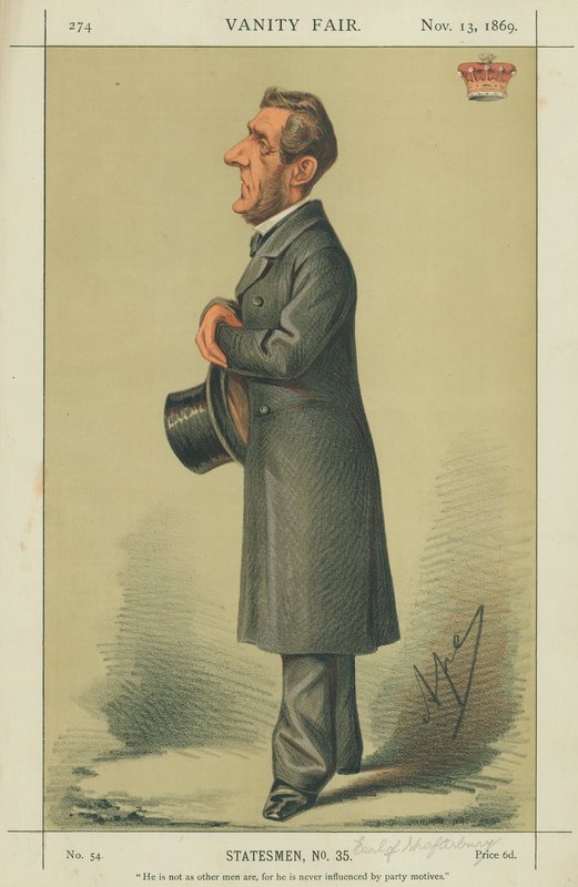 Earl of Shaftesbury, Hän ei ole muiden miesten kaltainen, sillä juhlamotiivit eivät koskaan vaikuta häneen, 13. marraskuuta 1869, Vanity Fair -sarjakuva tekijältä Carlo Pellegrini
