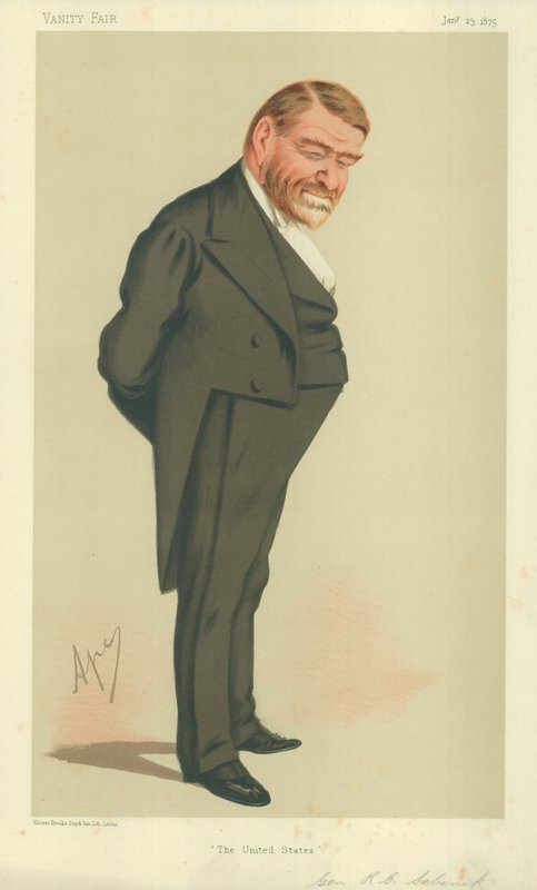 Kenraali Robert Cumming Schenck, Yhdysvallat, 23. tammikuuta 1875, Vanity Fair -sarjakuva. tekijältä Carlo Pellegrini