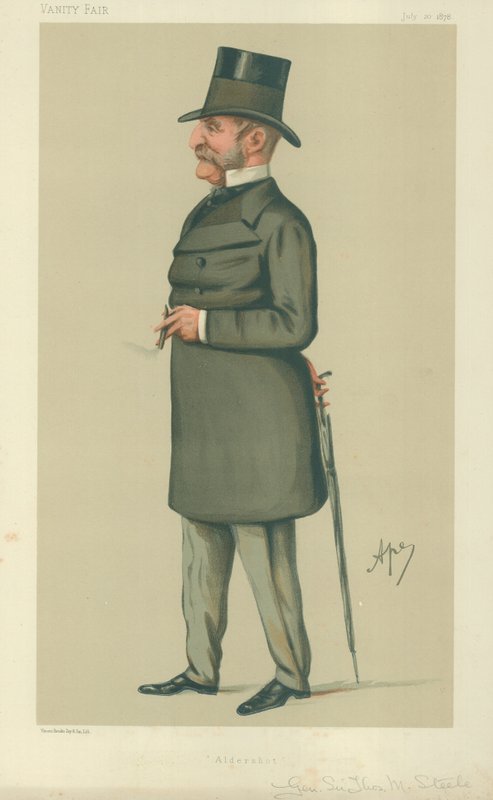 Kenraali Sir Thomas Montagu Steele, Aldershot, 20. heinäkuuta 1878, Vanity Fair -sarjakuva tekijältä Carlo Pellegrini