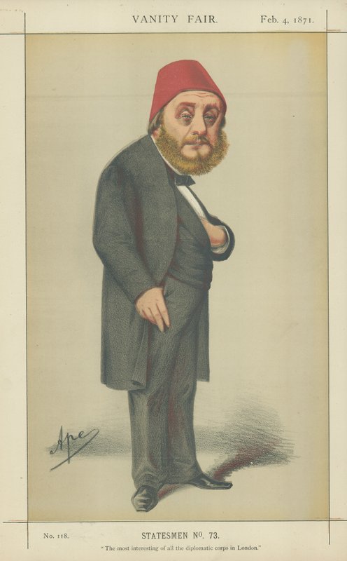 Hänen ylhäisyytensä Musurus Bey (väri litho) tekijältä Carlo Pellegrini