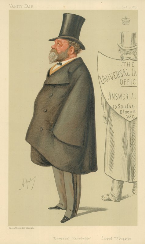 Lord Truro, Universal Knowledge, 1. tammikuuta 1887, Vanity Fair -sarjakuva tekijältä Carlo Pellegrini