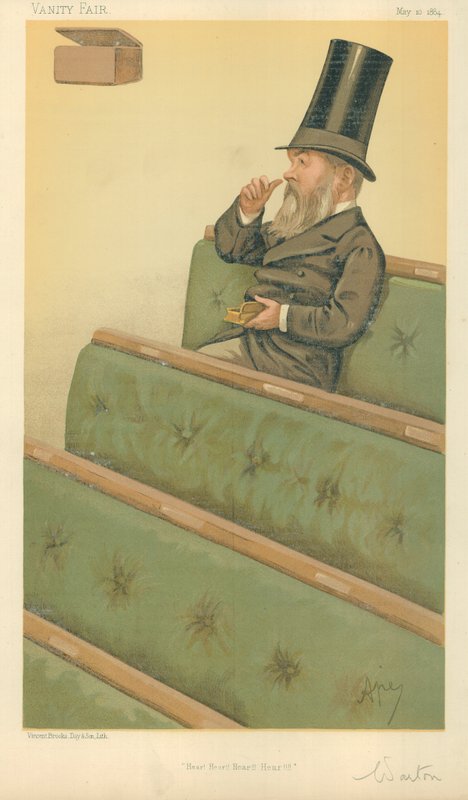 Herra Charles Nicholas Warton, Hear Hear Hear Hear, 10. toukokuuta 1884, Vanity Fair -sarjakuva tekijältä Carlo Pellegrini