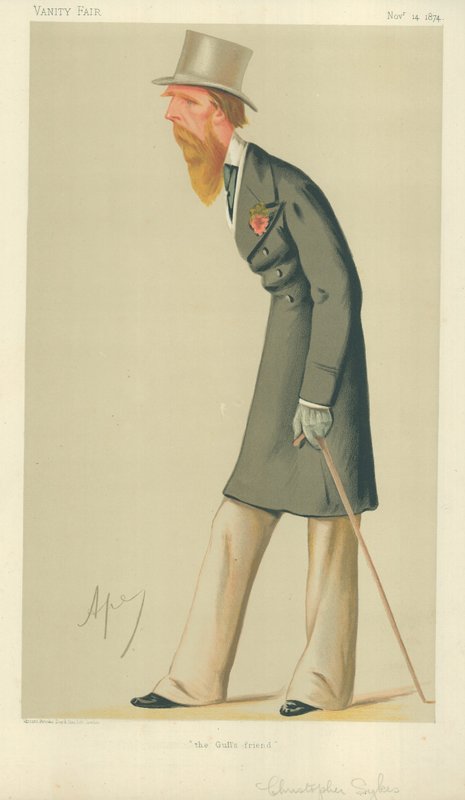 Mr Christopher Sykes, Lokin ystävä, 14. marraskuuta 1874, Vanity Fair -sarjakuva tekijältä Carlo Pellegrini