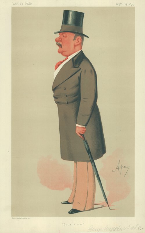 Mr George Augustus Sala, Journalismi, 25. syyskuuta 1875, Vanity Fair -sarjakuva tekijältä Carlo Pellegrini
