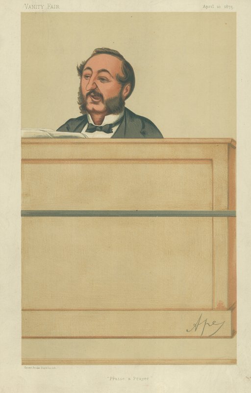 Herra Ira D Sankey, Ylistys ja rukous, 10. huhtikuuta 1875, Vanity Fair -sarjakuva tekijältä Carlo Pellegrini
