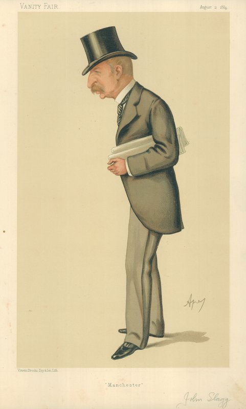 Herra John Slagg kansanedustaja, Manchester, 2. elokuuta 1884, Vanity Fair -sarjakuva tekijältä Carlo Pellegrini