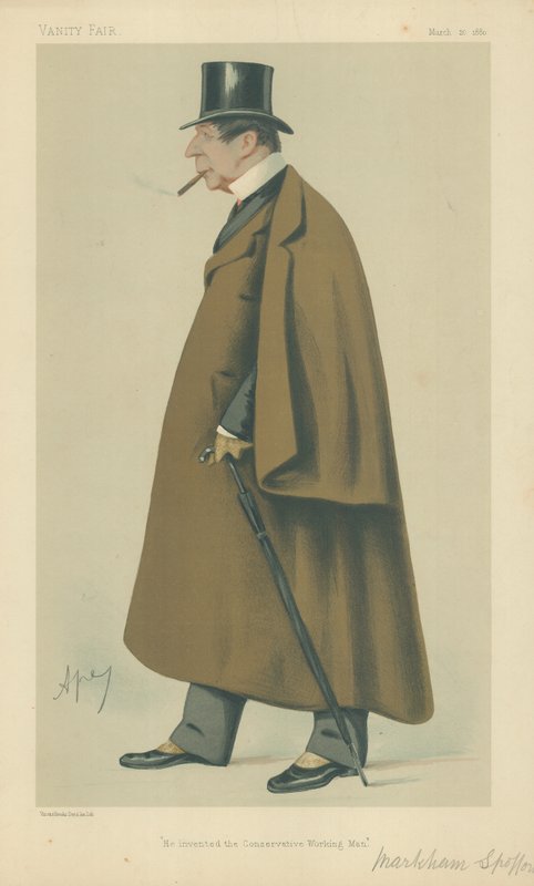 Herra Markham Spofforth, Hän keksi konservatiivisen työmiehen, 20. maaliskuuta 1880, Vanity Fair -sarjakuva tekijältä Carlo Pellegrini