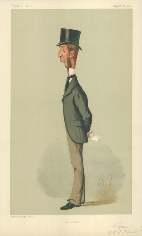 Mr Rowland Winn, The lash, 29. elokuuta 1874, Vanity Fair -sarjakuva tekijältä Carlo Pellegrini