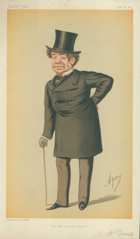herra William Howard Russell, sotakirjeenvaihtomme, 16. tammikuuta 1875, Vanity Fair -sarjakuva tekijältä Carlo Pellegrini