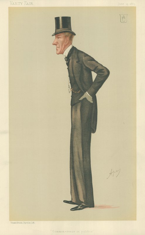 Sir Edward Robert Sullivan, Maalaisjärki politiikassa, 13. kesäkuuta 1885, Vanity Fair -sarjakuva tekijältä Carlo Pellegrini