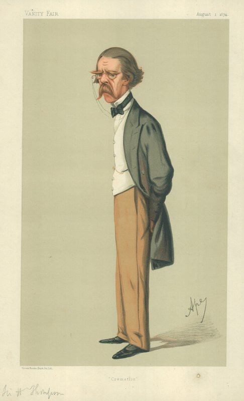 Sir Henry Thompson, Polttohautaus 1. elokuuta 1874, Vanity Fair -sarjakuva tekijältä Carlo Pellegrini