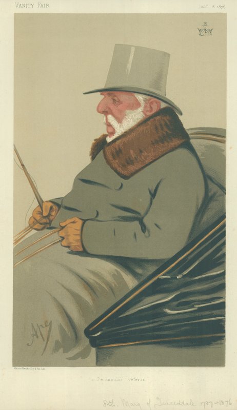 The Marquis of Tweddale, niemimaan veteraani, 8. tammikuuta 1876, Vanity Fair -sarjakuva tekijältä Carlo Pellegrini