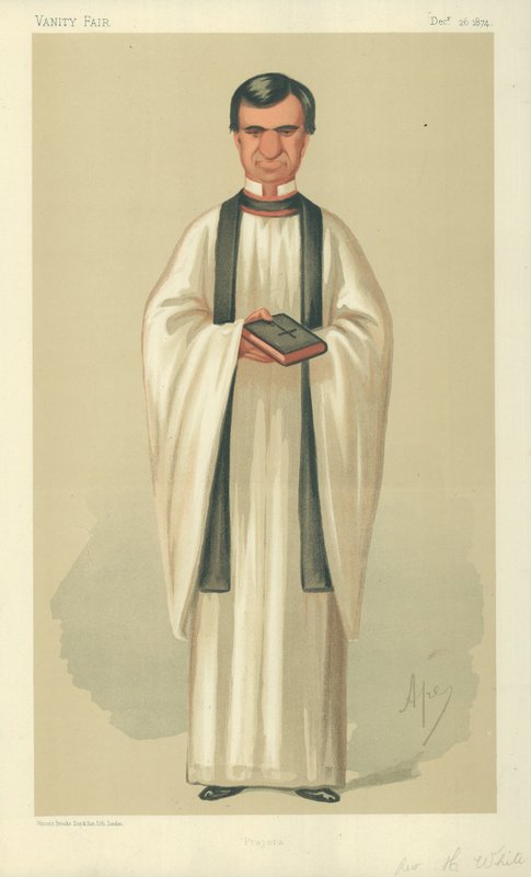 Pastori Henry White, Rukoukset, 26. joulukuuta 1874, Vanity Fair -sarjakuva tekijältä Carlo Pellegrini