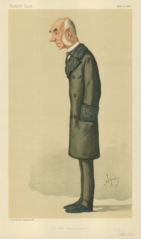 Oikea kunnia Sir Edward Thornton, turvallinen suurlähettiläs, 27. maaliskuuta 1886, Vanity Fair -sarjakuva tekijältä Carlo Pellegrini