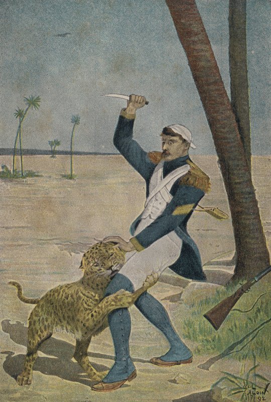 Pantteri hyökkäsi ranskalaisen sotilaan kimppuun Egyptissä tekijältä Cecil Charles Windsor Aldin