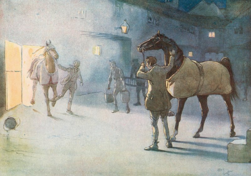 Näin Jamesin tulevan savun läpi johtaen Gingeriä tekijältä Cecil Charles Windsor Aldin