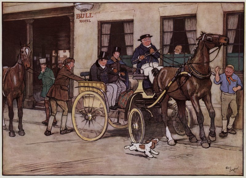 Cecil Aldinin kuvitus The Pickwick Papersille (värilitho) tekijältä Cecil Charles Windsor Aldin